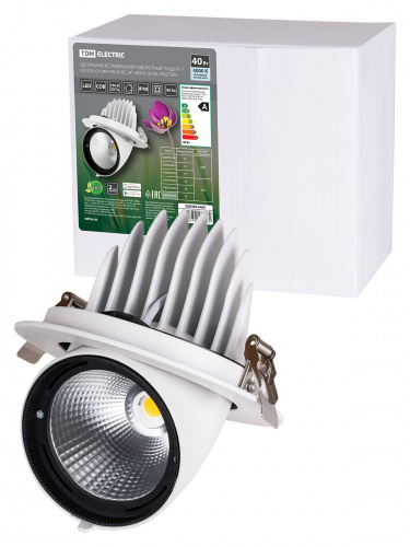 Светильник светодиодный TDM встраиваемый поворотный "Акцент-1" DSL-01-040-NW 40 Вт, 24°, 4000 К, 90 Ra, IP40, (1/16) (SQ0369-0405) Светильник светодиодный TDM встраиваемый поворотный "Акцент-1" DSL-01-040-NW 40 Вт, 24°, 4000 К, 90 Ra, IP40, (1/16) (SQ0369-0405)