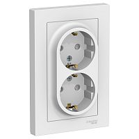 Розетка 2-м С/У ATLASDESIGN 16А IP20 с заземл. защ. шторки в сборе бел. Systeme Electric ATN000126 (1/10/60)