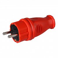 Вилка SMARTBUY прямая каучуковая 230В, 2P+PE, 16A, IP44 (SBE-16-P07-Rr) красная (1/20)