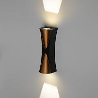 Светильник светодиодный ЭРА настенный декоративный WL43 BK+GD 6Вт 3500К черный/золото IP54 для интерьера, фасадов зданий (1/20) (Б0054422)