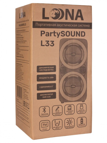 Портативная акустическая система LOONA PartySOUNDL33 60 Вт Bluetooth 5.0 (PARTYSOUNDL33) фото 2