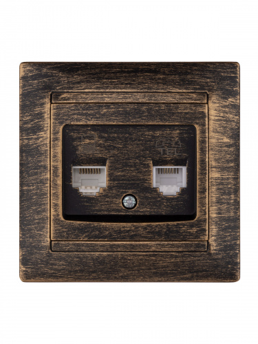 Розетка телефонная RJ11 + компьютерная RJ45 старинная бронза с/у, "Лама" (1/10) TDM (SQ1815-0760) фото 4