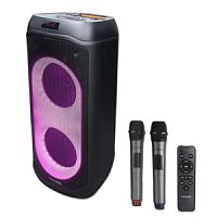 Колонка портативная MICROLAB PT802W Bluetooth с беспроводными 2-мя микрофонами, 200 Вт, Bluetooth 5.0, TWS, Aux, USB, TF-карта, пульт, черный (1/1) (80003344)