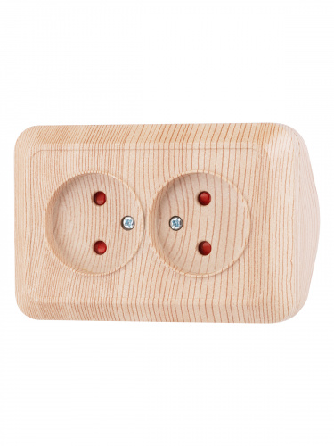 Розетка TDM угловая двойная 2П открытой установки с з/ш IP20 250В 10А сосна "Ладога" (6/72) (SQ1801-0442) фото 4