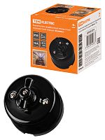 Выключатель фарфоровый поворотный перекрёстный с ручкой (бантик) 10А черный «Болонь» TDM (1/72) (SQ1820-0214)