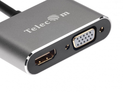 Кабель-переходник Mini DisplayPort (M) -> HDMI (F)+VGA (F) 4K@30Hz Alum Grey Telecom (TA6080) (1/200) фото 5