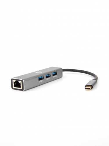 Концентратор-USB (хаб) USB 3.1 Type-C(M)--> RJ-45+3*USB 3.0(f) алюминиевый корпус VCOM <DH311A> (1/150)