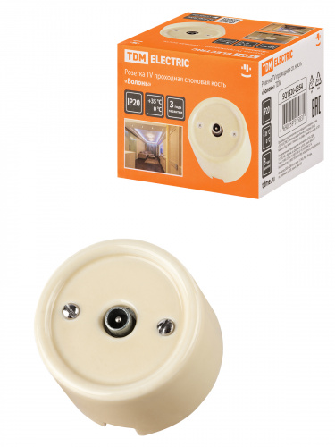 Розетка TDM TV проходная сл. кость «Болонь» (1/72) (SQ1820-0354)