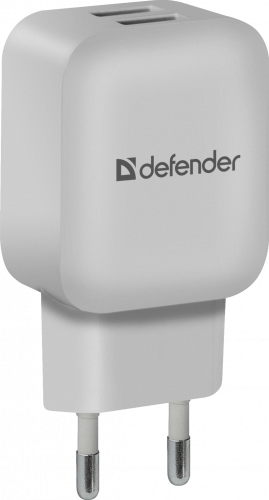 Блок питания сетевой DEFENDER EPA-13, белый, 2xUSB, 5V/2.1А, пакет (1/200) (83841) фото 2 Блок питания сетевой DEFENDER EPA-13, белый, 2xUSB, 5V/2.1А, пакет (1/200) (83841) фото 2