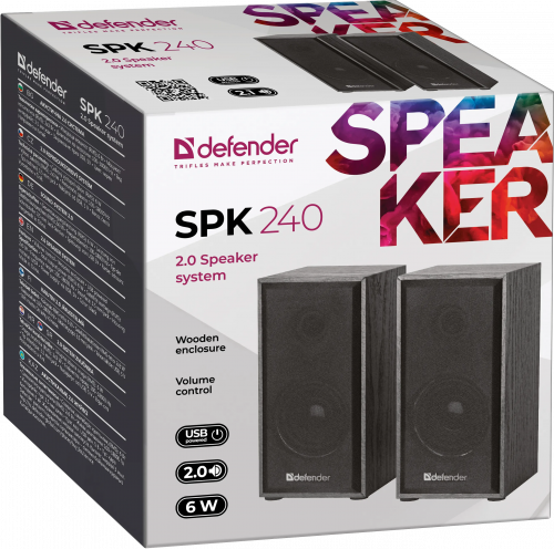 Акустическая 2.0 система DEFENDER SPK-240, USB, черная (1/20) (65224) фото 2