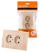 Розетка двойная 2П 10А 250В с защ. шт. сосна , с/у, "Лама" (7/84) TDM (SQ1815-0312)