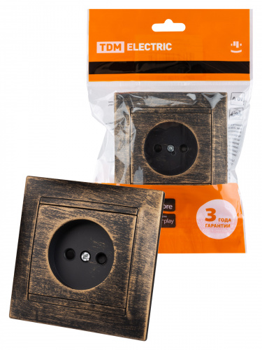 Розетка 2П 10А 250В с защ. шт. старинная бронза с/у, "Лама" (1/10) TDM (SQ1815-0751) Розетка 2П 10А 250В с защ. шт. старинная бронза с/у, "Лама" (1/10) TDM (SQ1815-0751)