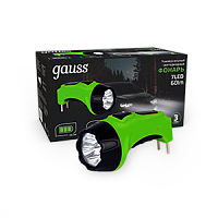 Фонарь GAUSS ручной модель GFL105 3,5W (7LED) 60lm lead acid 700mAh LED, прямая зарядка 220В, 155х85 мм 1/12/72 (GF105)