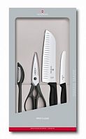 Набор кухонных ножей Victorinox Swiss Classic Kitchen, компл.: 4 шт., чёрный (подар. коробка) (6.7133.4G)