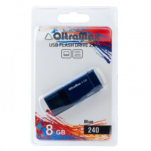Флеш-накопитель USB  8GB  OltraMax  240  синий (OM-8GB-240-Blue) фото 4