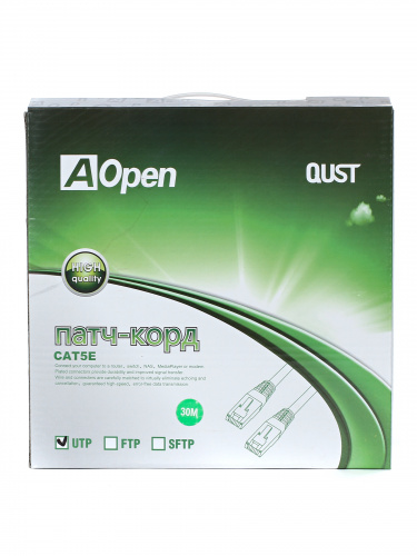 Патч-корд литой Aopen/Qust UTP кат.5е 30м серый <ANP511_30M>  (1/10) фото 3