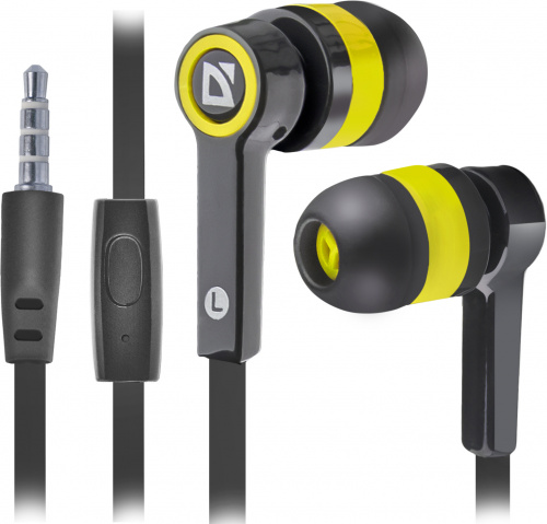 Наушники внутриканальные DEFENDER Pulse-420, вакуумная, регулят. громк., шнур 1.2 м., жёлтые (1/80) (63421) фото 3