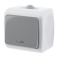 Выключатель INTRO Atlantic 5-102-03 с подсветкой, 10А-250В, IP54, открытой установки, серый (Б0050941)