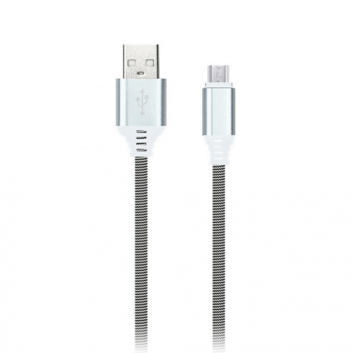 Дата-кабель Smartbuy MicroUSB кабель в нейлон. оплетке Socks, 1 м., <2А, черно-бел(iK-12NS black)