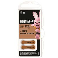Элемент питания DURACELL ZA312 6BL (для слуховых аппаратов) (6/60/600/54000) (Б0039181)