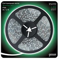 Лента светодиодная GAUSS 2835/60-SMD 4.8W 12V DC зеленый IP66 (блистер 5м) (311000605)