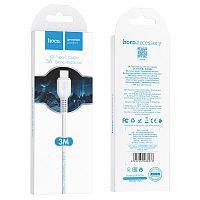 Кабель USB - Type-C HOCO X20, 3.0м, круглый, 3.0A, силикон, цвет: белый (1/30/300) (6957531068976)
