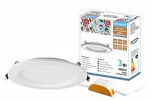 Светильник светодиодный НАРОДНЫЙ ультратонкий встраиваемый " "Даунлайт" " СВО п (белый) 3Вт 6000К (1/100) (SQ0329-0524)