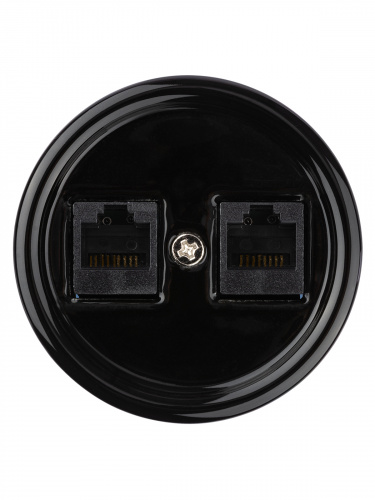 Розетка TDM двойная компьютерная RJ45 черная «Болонь» (1/72) (SQ1820-0251) фото 5