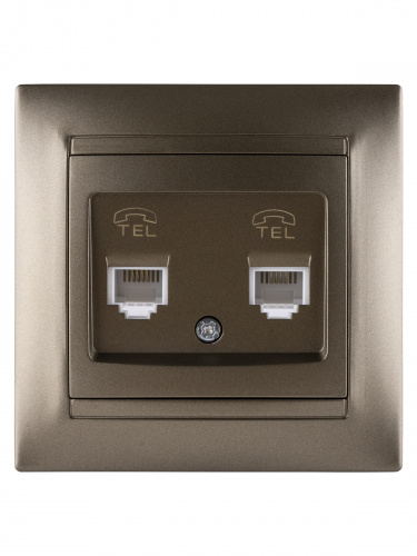 Розетка двойная телефонная RJ11 бронза , с/у, "Лама" (10/120) TDM (SQ1815-0718) фото 4 Розетка двойная телефонная RJ11 бронза , с/у, "Лама" (10/120) TDM (SQ1815-0718) фото 4