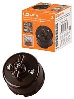 Выключатель фарфоровый поворотный проходной с ручкой (бантик) 10А коричневый «Болонь» TDM (1/72) (SQ1820-0414)