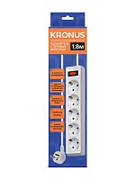 Сетевой фильтр KRONUS 5 розеток, ПВС 3*1,0 мм2, мощность 2200 Вт, ток 10А, 1,8 м, белый (NF-5-1,8-w) (1/45) (KRS-07-0001)