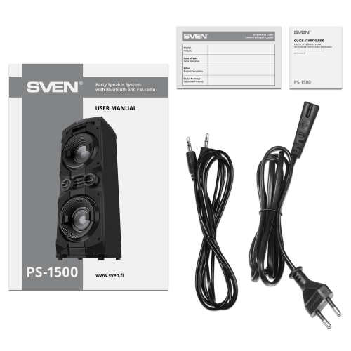 Колонка портативная SVEN АС PS-1500 (500 Вт, напольная, Bluetooth, FM, USB, LED-дисплей, ~230В), черный (1/1) (SV-022020) фото 3