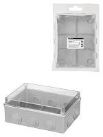 Распаячная коробка ОП 190х140х70мм, прозрач. крышка, IP55, 10 гермовводов, инд. штрихкод, TDM (18/18) (SQ1401-1142)