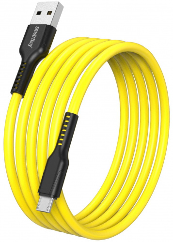 Кабель для зарядки и передачи данных S21 MicroUSB желтый, 2.4 А, сил., 1 м, Smartbuy (iK-12-S21by)