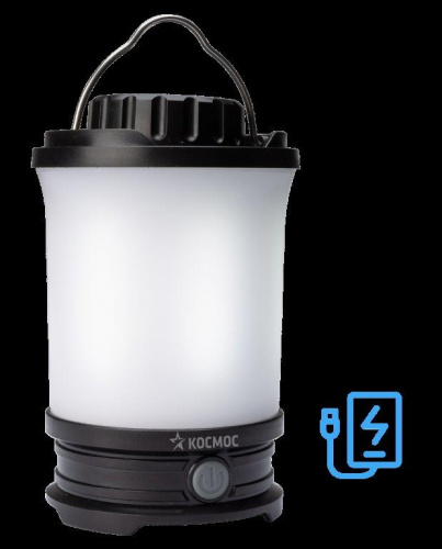 Фонарь КОСМОС кемпинговый KOS604Lit аккум-ный 10Вт LED съемн Li-ion18650 2х2200mAh Powerbank USB-шнур, коробка (1/24/48)