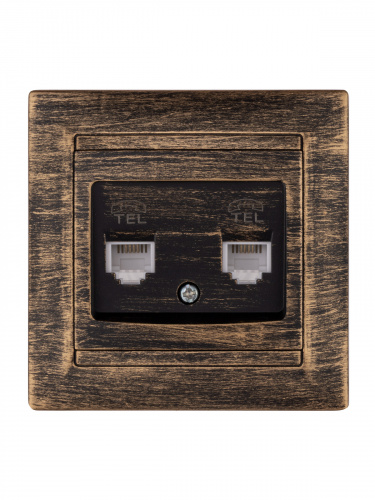 Розетка двойная телефонная RJ11 старинная бронза с/у, "Лама" (1/10) TDM (SQ1815-0759) фото 4 Розетка двойная телефонная RJ11 старинная бронза с/у, "Лама" (1/10) TDM (SQ1815-0759) фото 4