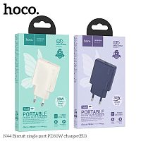 Блок питания сетевой 1 Type-C HOCO N44 Biscuit, 3000mA, пластик, QC3.0, PD30Вт, цвет: синий (1/23/230) (6942007620291)