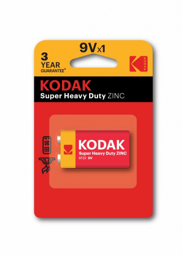 Элемент питания KODAK Heavy Duty  6F22 (крона)  BL1  (K9VHZ-1B)   (10/50/5200) (Б0005137) фото 2