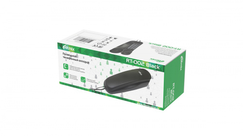 Телефон проводной RITMIX RT-002 black узкий корпус, кнопки на трубке, Сброс/Пауза/Повтор/Регулировка громкости, настенное крепление (1/25) (80002229) фото 2 Телефон проводной RITMIX RT-002 black узкий корпус, кнопки на трубке, Сброс/Пауза/Повтор/Регулировка громкости, настенное крепление (1/25) (80002229) фото 2