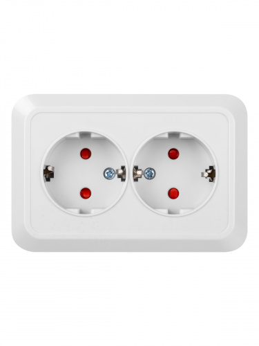 Розетка TDM угловая двойная 2П+З открытой установки с з/ш IP20 250В 16А белая "Ладога" (6/72) (SQ1801-0067) фото 7