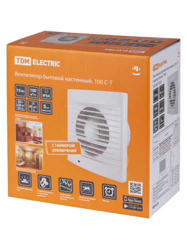Вентилятор бытовой настенный 100 С-Т, таймер, белый, TDM (1/10) (SQ1807-2001) фото 2 Вентилятор бытовой настенный 100 С-Т, таймер, белый, TDM (1/10) (SQ1807-2001) фото 2