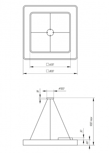 Светильник светодиодный Geometria ЭРА Quadro SPO-162-W-40K-070 70Вт 4000К 4200Лм IP40 800*800*80 белый подвесной  (Б0050584) фото 5