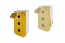 Корпус КП103 c козырьком для кнопок 3 места IP66 ABS желтый TDM (1/40) (SQ0705-0013)