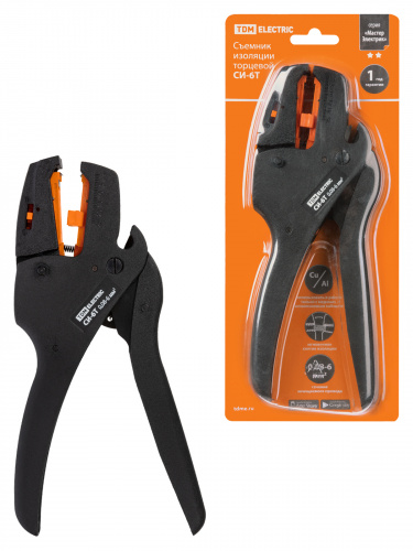 Съемник изоляции торцевой СИ-6Т, сечение зачищаемого провода 0,08-6 мм², "МастерЭлектрик" TDM (1/60) (SQ1003-0112)