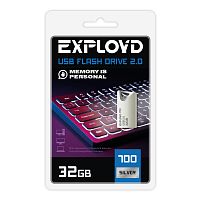 Флеш-накопитель USB  32GB  Exployd  700  серебро  металл, mini (EX-32GB-700-Silver)