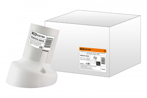 Патрон TDM Е27 настенный, термостойкий пластик, наклонный, белый, (1/10/200) (SQ0335-0059)