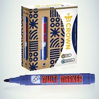 Маркер перманентный Crown MULTI MARKER, СИНИЙ пулевидный 3мм (CPM-800) (24/720/17280) (Б0048240)