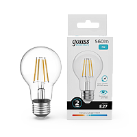 Лампа светодиодная Gauss Filament Elementary А60 7W 560lm 4100К Е27 1/10/50 (22227)