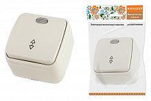 Переключатель на 2 направления 1-кл. открытой устан с подсветкой IP20 10А, сл. кость "Дача" Народная (1/10/100) (SQ1824-0019)