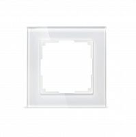 Рамка SMARTBUY 1-местная стекло белая "Нептун" (SBE-05w-Glass-FR-1)